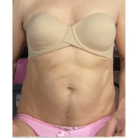 Maidenform Strapless Beige Bra* Light Padding*Underwire*36D*Halloween*Sissy*EUC - Picture 1 of 8
